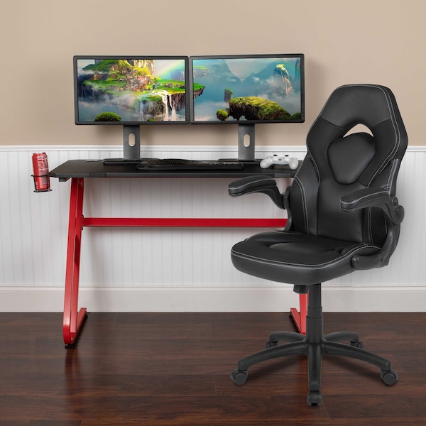 Flash Furniture Red Gaming Desk and Chair Set with Cup Holder BLN-X10RSG1030-BK-GG - main